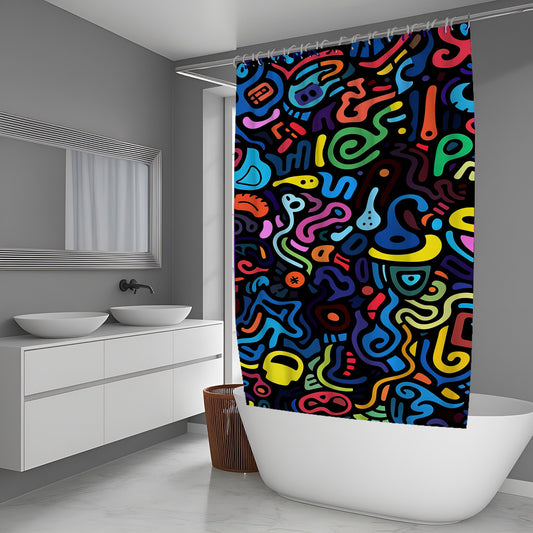 Lion Doodle Shower Curtains