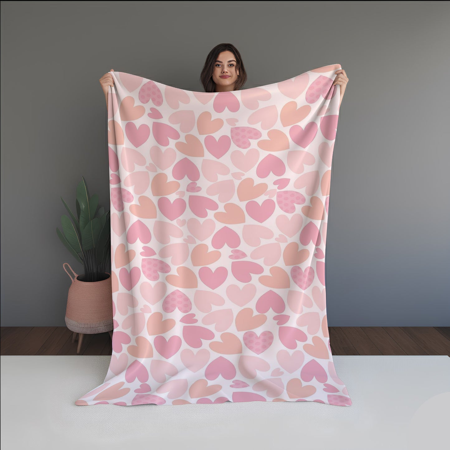 Love Pink Abstract And Pattern Doormats dual-sided blanket, featuring modern stitched patterns and soft, reversible micro-fiber fabric.