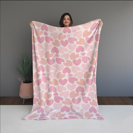 Love Pink Abstract And Pattern Doormats dual-sided blanket, featuring modern stitched patterns and soft, reversible micro-fiber fabric.