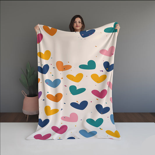 Love Rainbow Abstract And Pattern Doormats dual-sided blanket, featuring modern stitched patterns and soft, reversible micro-fiber fabric.