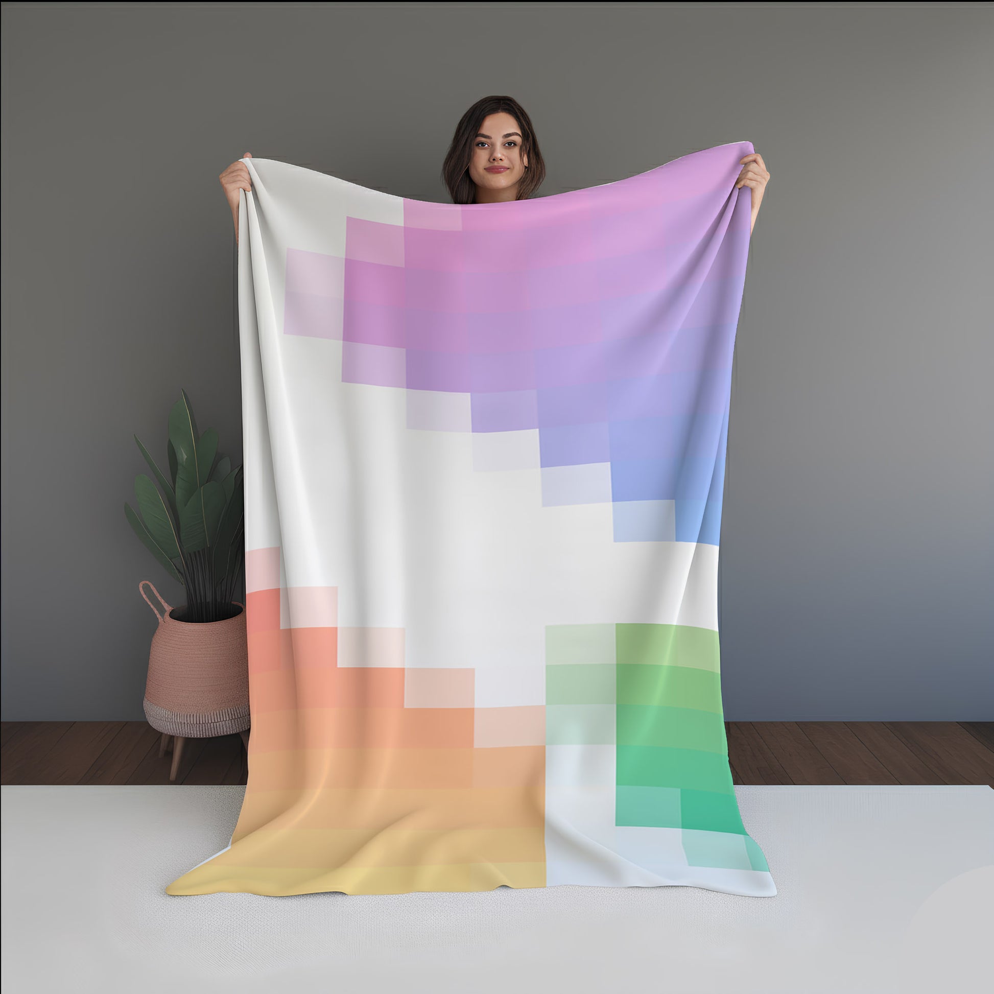 Lunar Melt Abstract And Pattern Doormats dual-sided blanket, featuring modern stitched patterns and soft, reversible micro-fiber fabric.