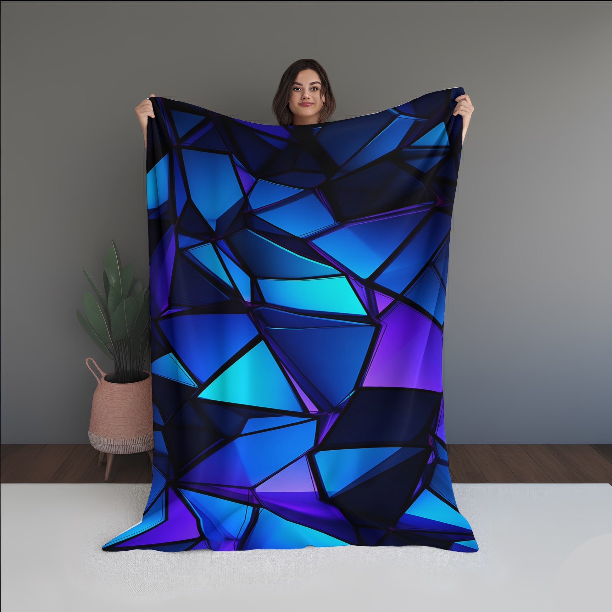 Memory Shimmer Abstract And Pattern Doormats dual-sided blanket, featuring modern stitched patterns and soft, reversible micro-fiber fabric.