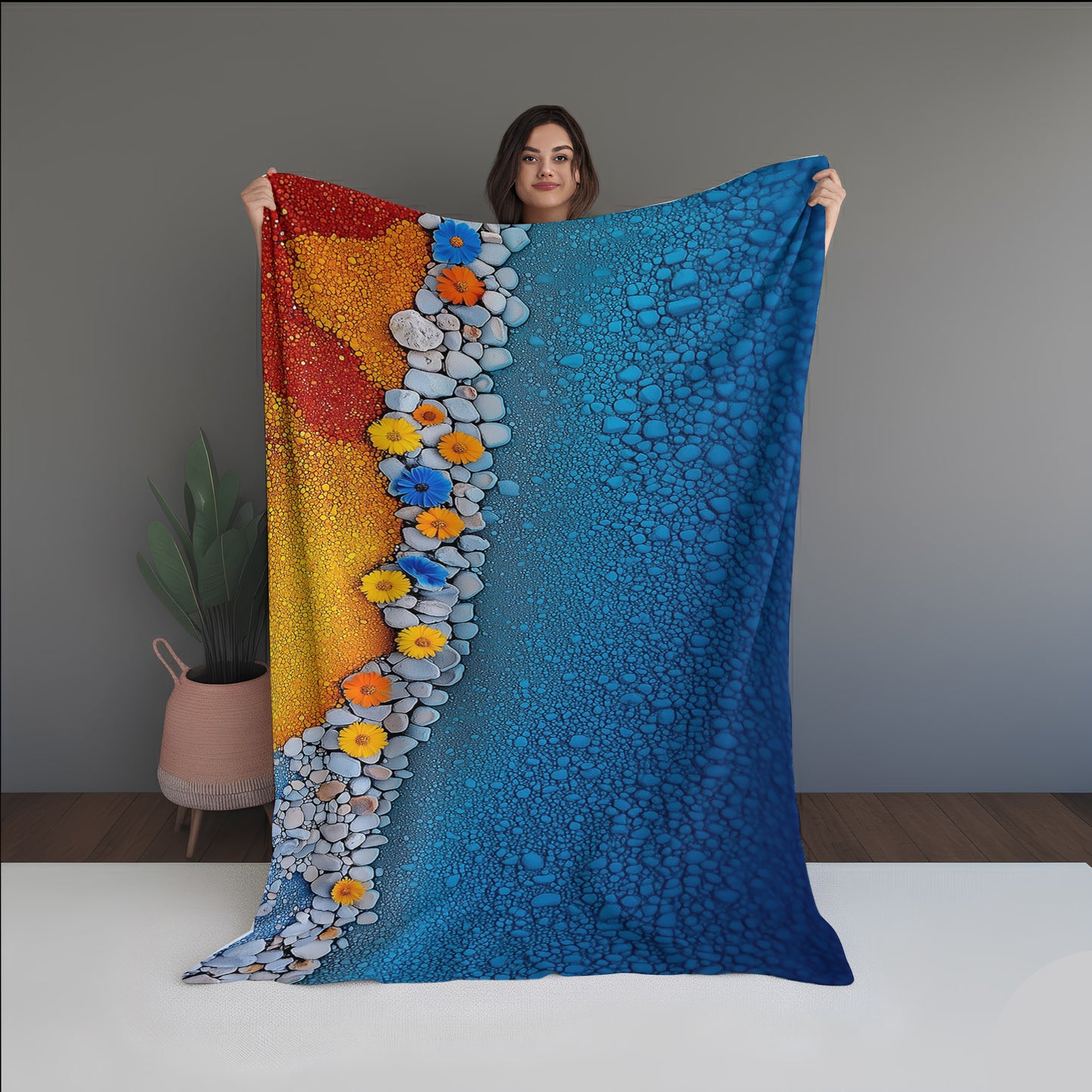 Micro Frost Abstract And Pattern Doormats dual-sided blanket, featuring modern stitched patterns and soft, reversible micro-fiber fabric.