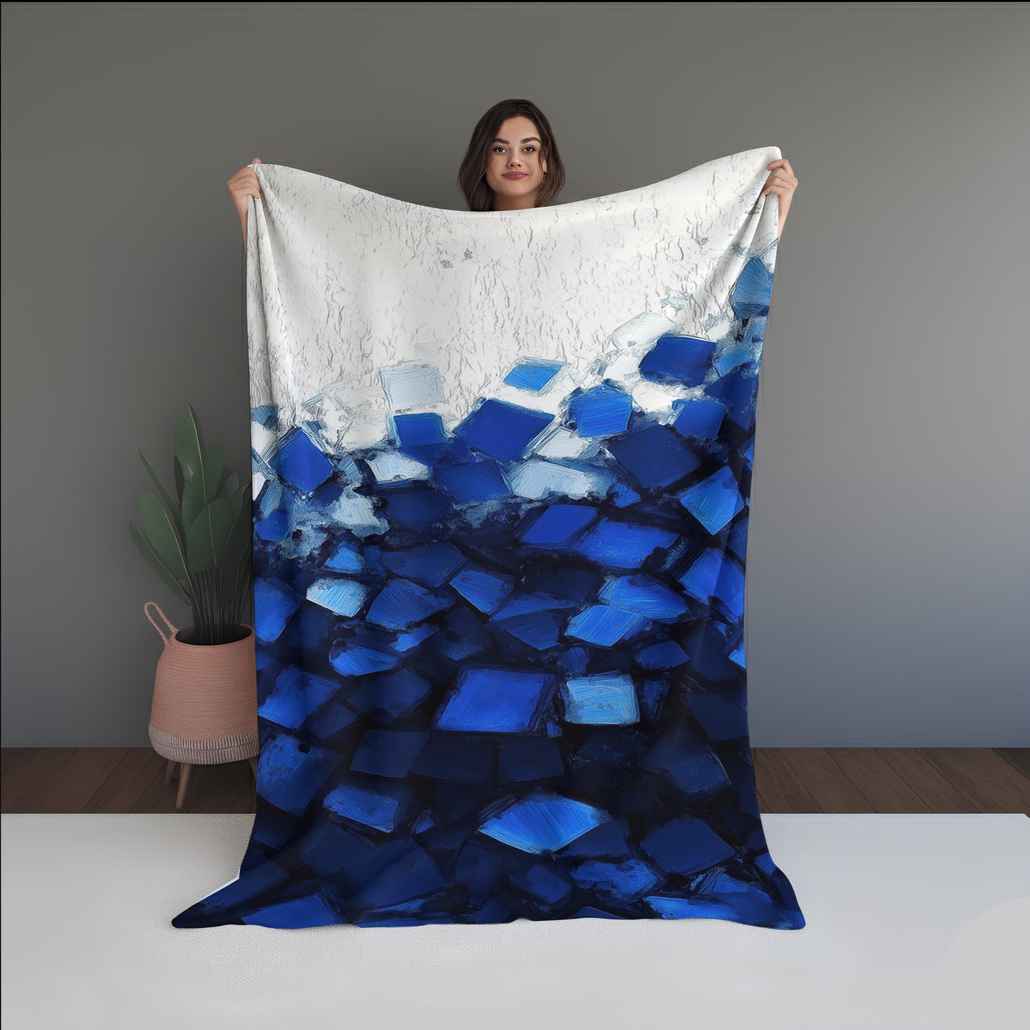 Micro Tone Abstract And Pattern Doormats dual-sided blanket, featuring modern stitched patterns and soft, reversible micro-fiber fabric.