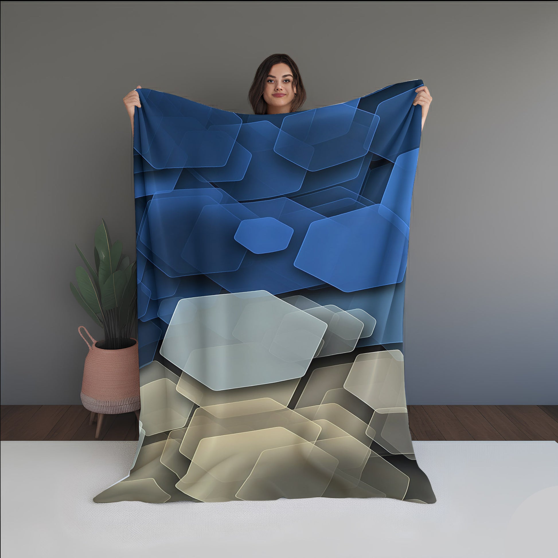Mist Circuit Abstract And Pattern Doormats dual-sided blanket, featuring modern stitched patterns and soft, reversible micro-fiber fabric.