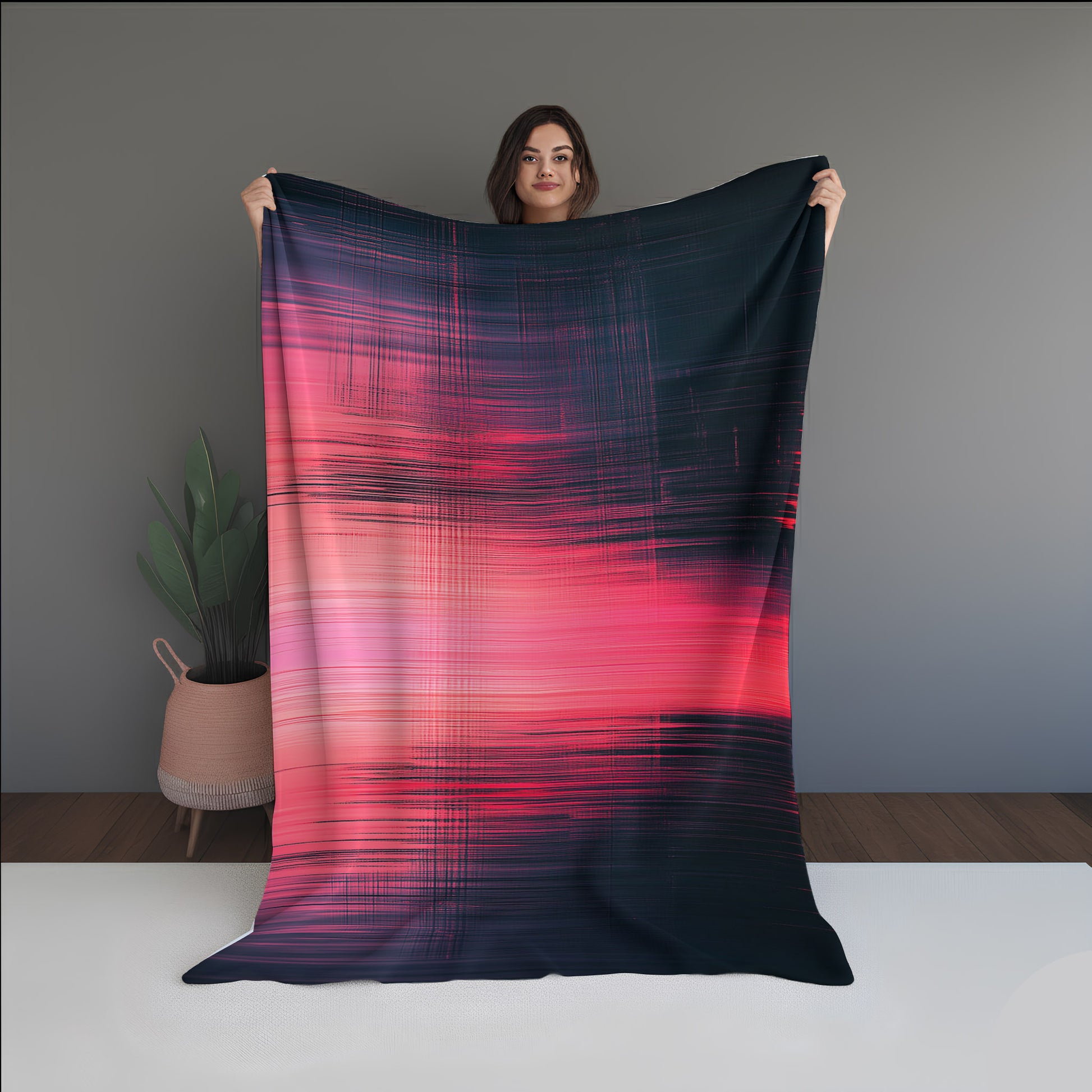 Moss Pulse Abstract And Pattern Doormats dual-sided blanket, featuring modern stitched patterns and soft, reversible micro-fiber fabric.