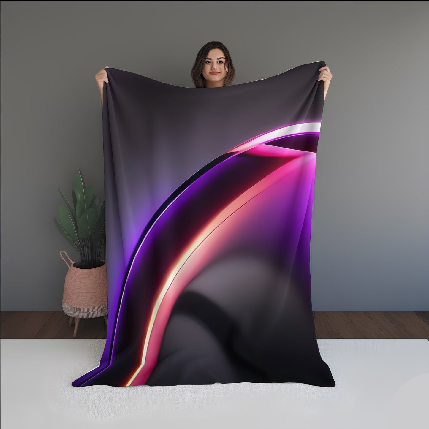 Ocean Blur Abstract And Pattern Doormats dual-sided blanket, featuring modern stitched patterns and soft, reversible micro-fiber fabric.