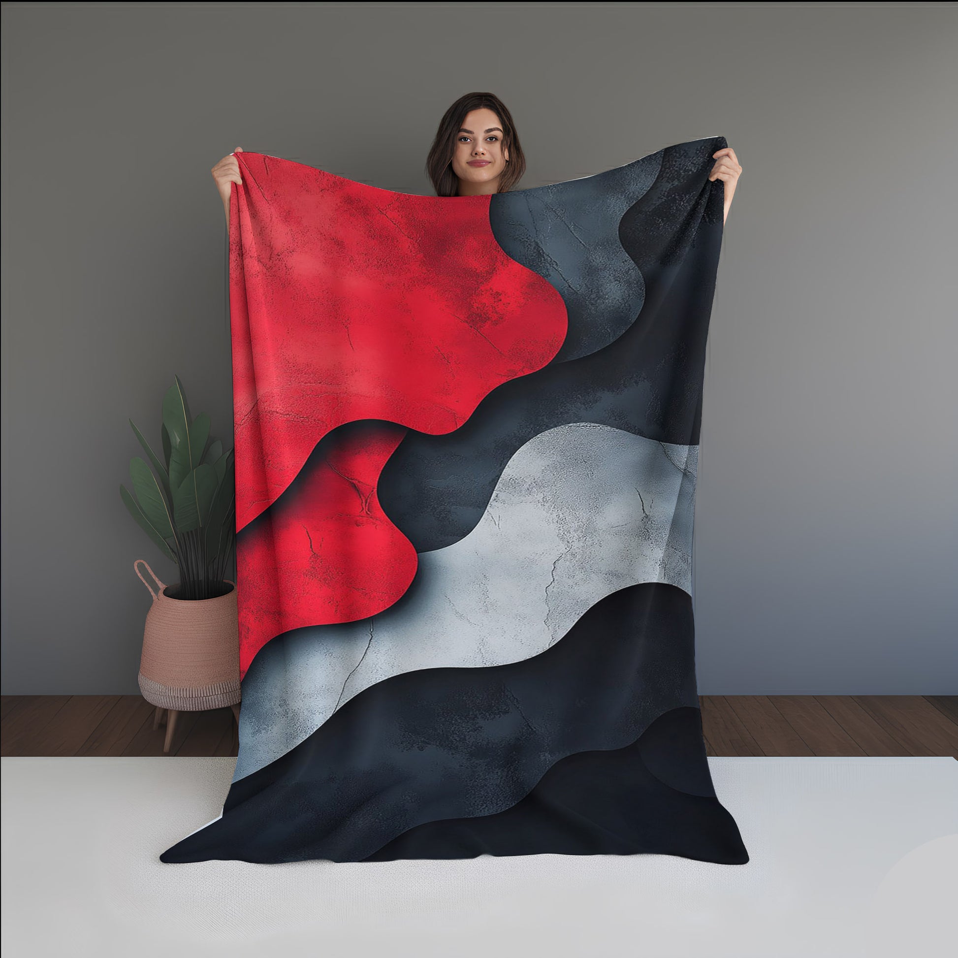 Ocean Pulse Abstract And Pattern Doormats dual-sided blanket, featuring modern stitched patterns and soft, reversible micro-fiber fabric.