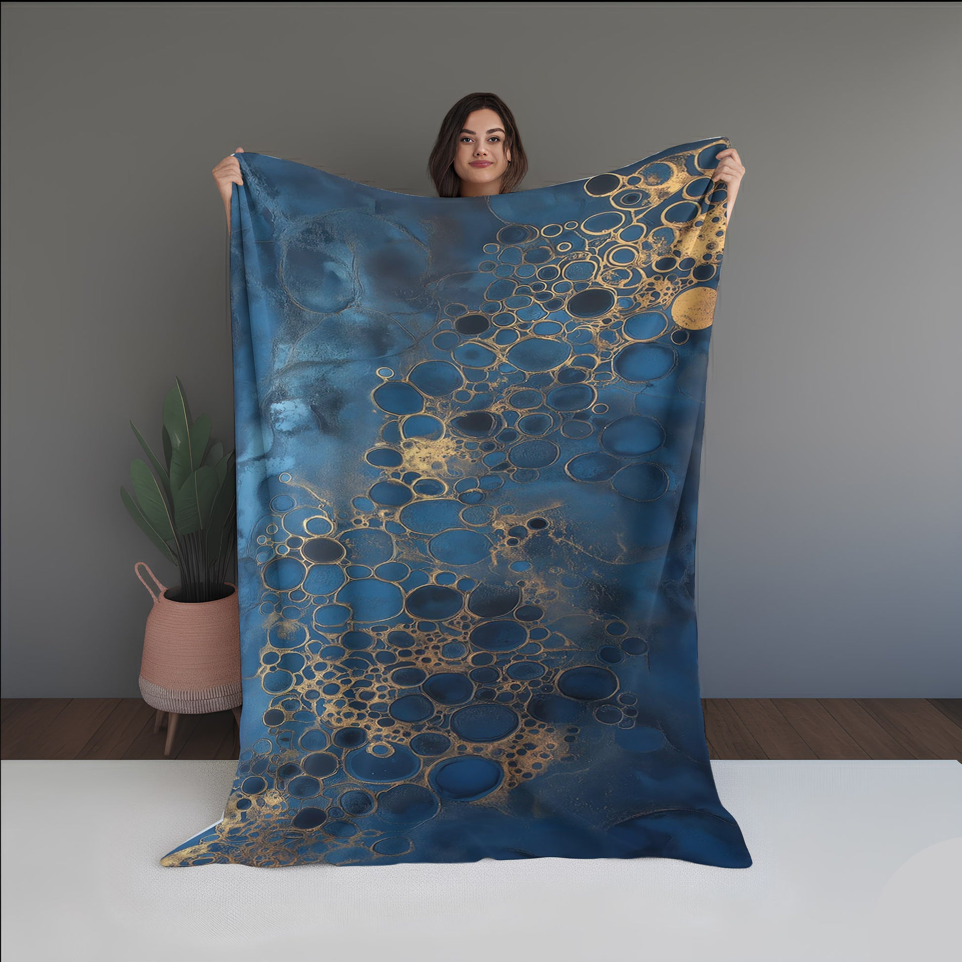 Ocean Static Abstract And Pattern Doormats dual-sided blanket, featuring modern stitched patterns and soft, reversible micro-fiber fabric.