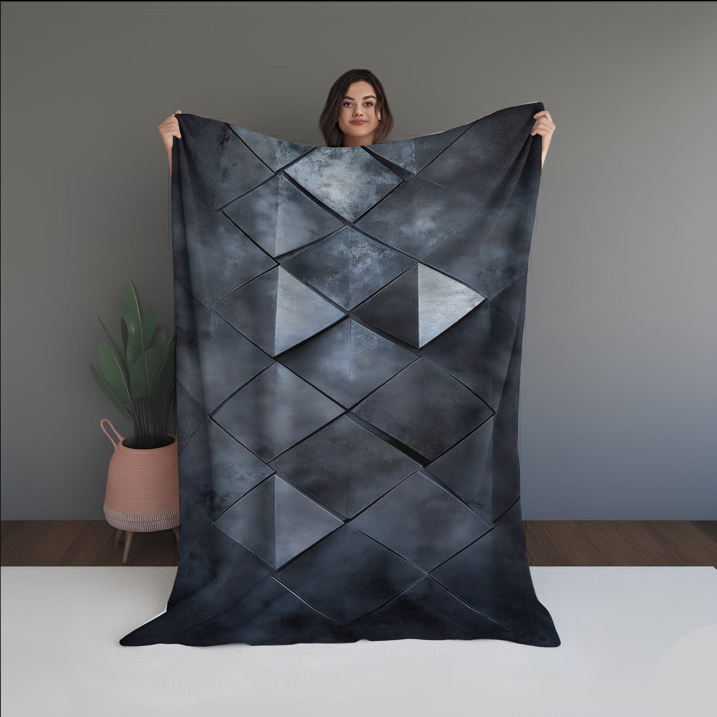 Pixel Bloom Abstract And Pattern Doormats dual-sided blanket, featuring modern stitched patterns and soft, reversible micro-fiber fabric.