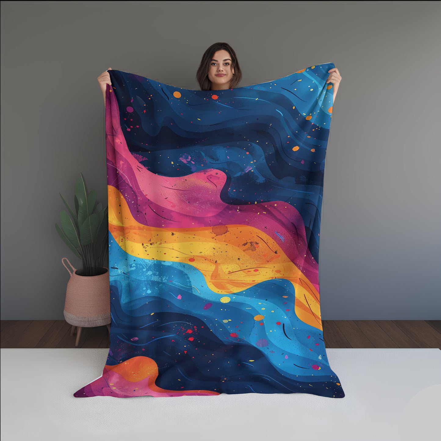 Pixel Moss Abstract And Pattern Doormats dual-sided blanket, featuring modern stitched patterns and soft, reversible micro-fiber fabric.