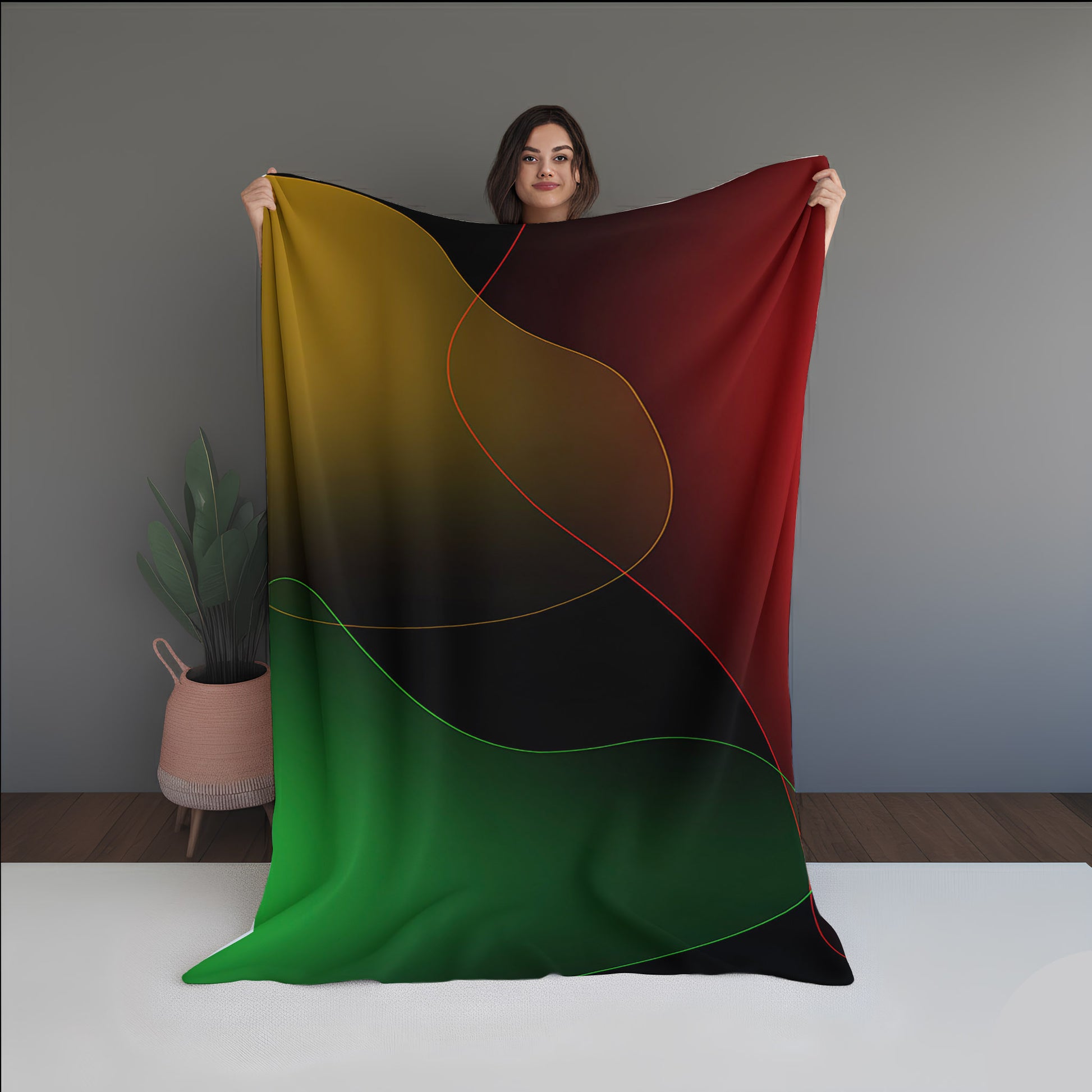 Prism Meadow Abstract And Pattern Doormats dual-sided blanket, featuring modern stitched patterns and soft, reversible micro-fiber fabric.