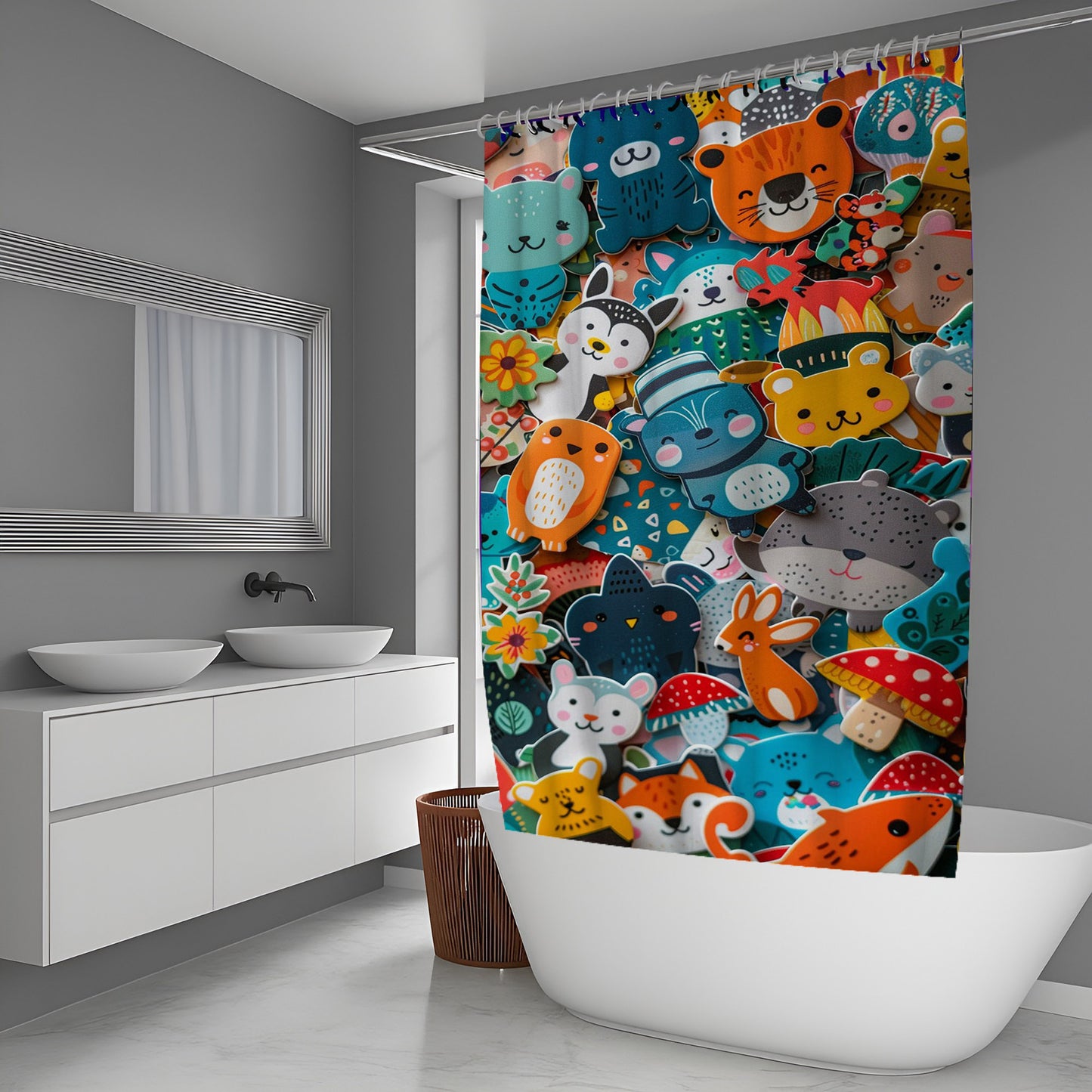 Tangle Animal Doodle Shower Curtains