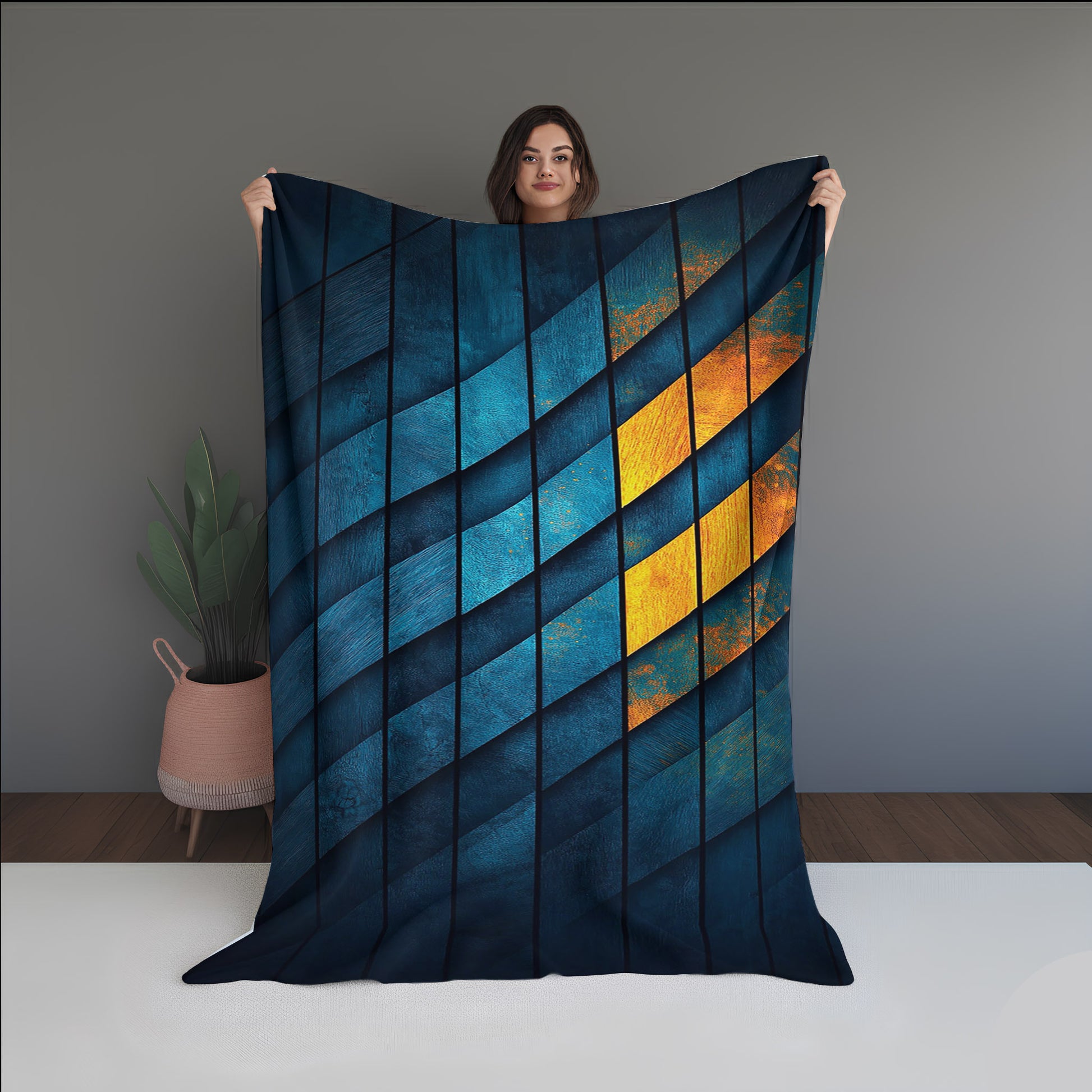 Vapor Bloom Abstract And Pattern Doormats dual-sided blanket, featuring modern stitched patterns and soft, reversible micro-fiber fabric.