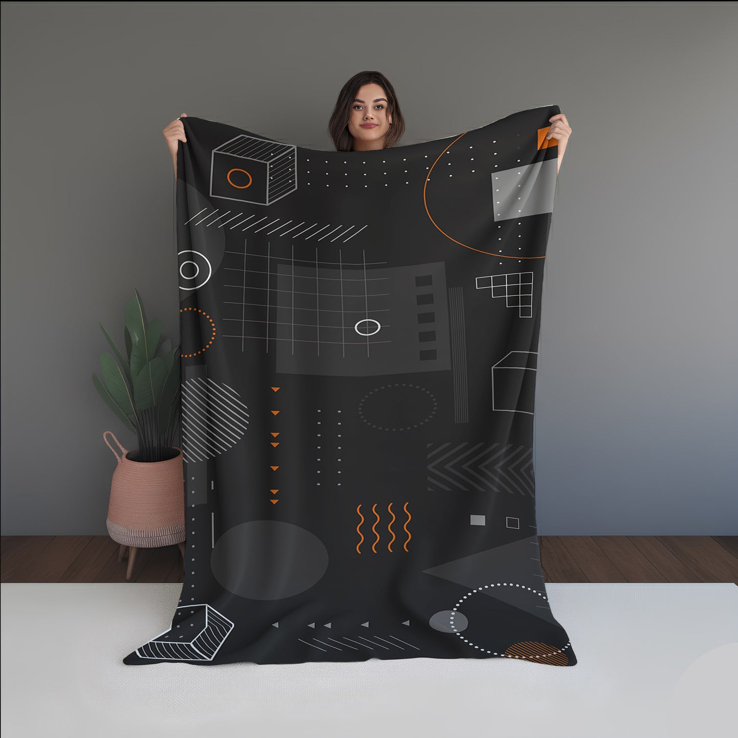 Water Grain Abstract And Pattern Doormats dual-sided blanket, featuring modern stitched patterns and soft, reversible micro-fiber fabric.