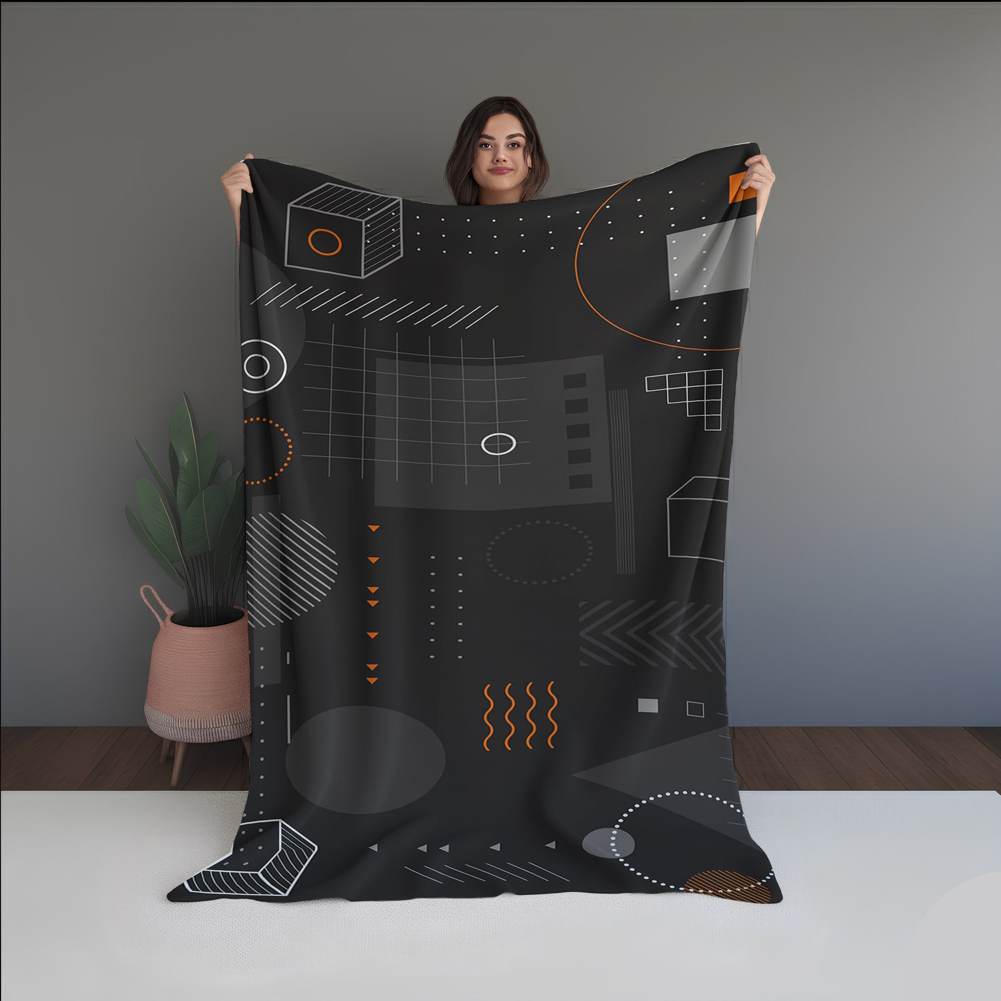 Water Grain Abstract And Pattern Doormats dual-sided blanket, featuring modern stitched patterns and soft, reversible micro-fiber fabric.