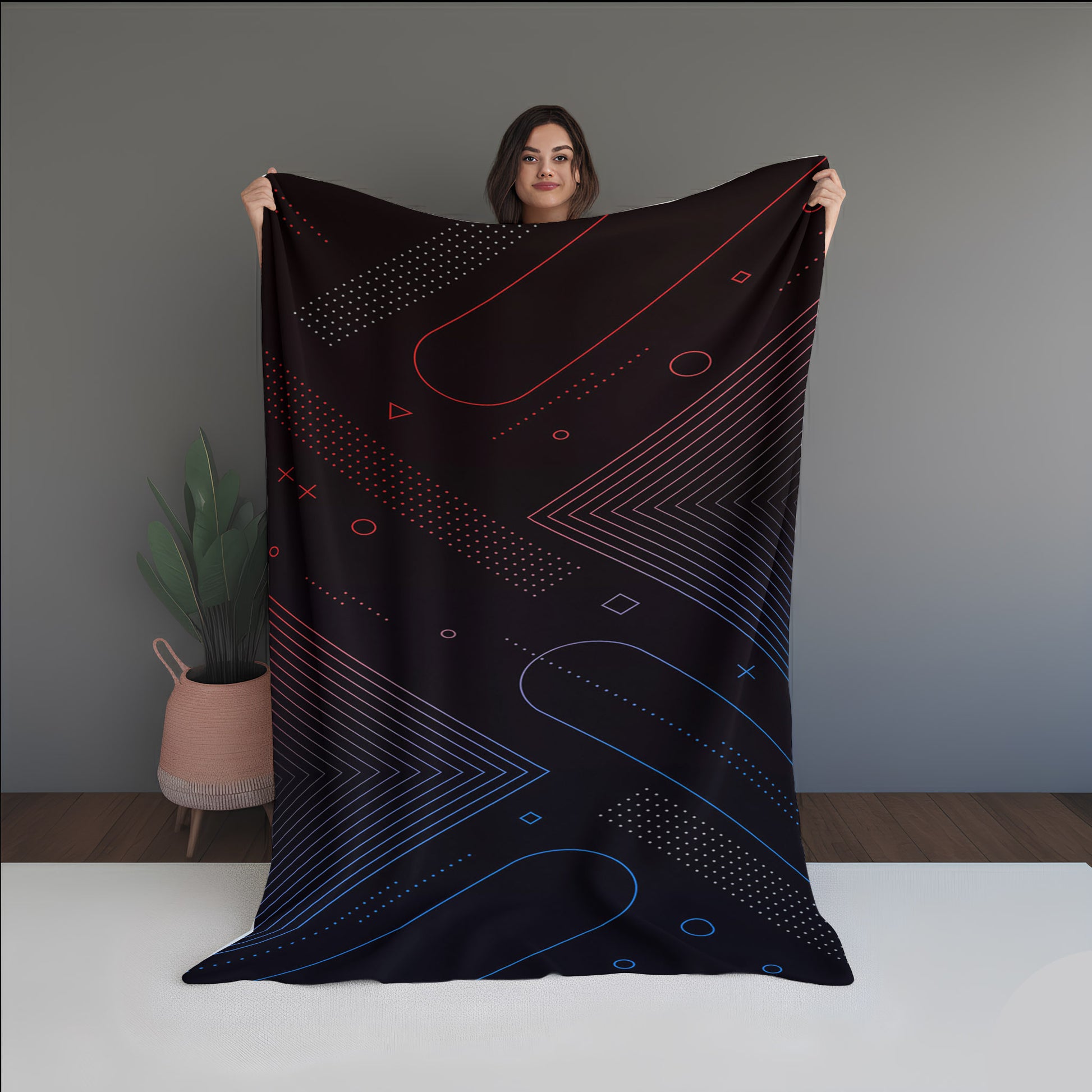 Water Prism Abstract And Pattern Doormats dual-sided blanket, featuring modern stitched patterns and soft, reversible micro-fiber fabric.