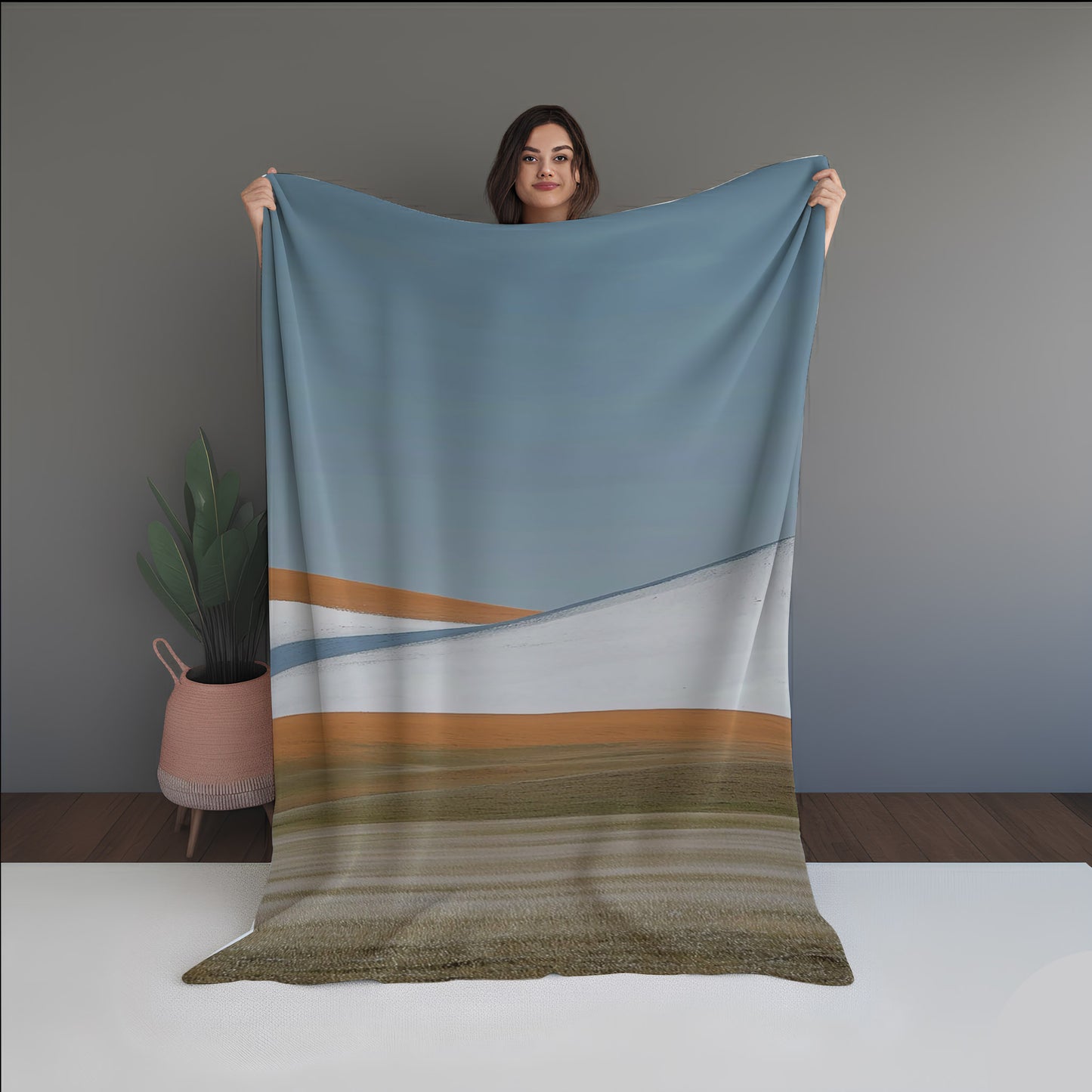 Winter Ember Abstract And Pattern Doormats dual-sided blanket, featuring modern stitched patterns and soft, reversible micro-fiber fabric.